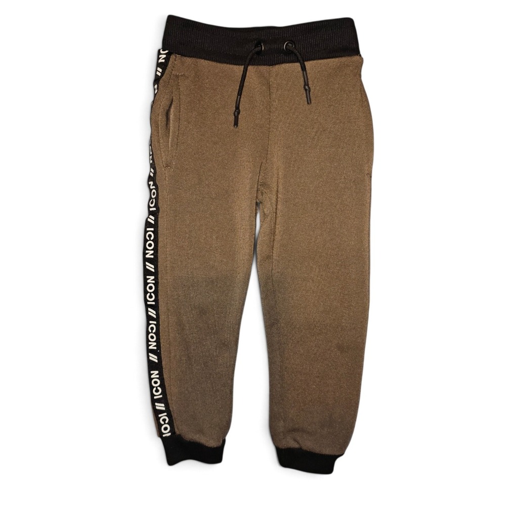 Sovereign State Joggers Boys 4T Brown Good Icon Side Stripe Drawstring Pants